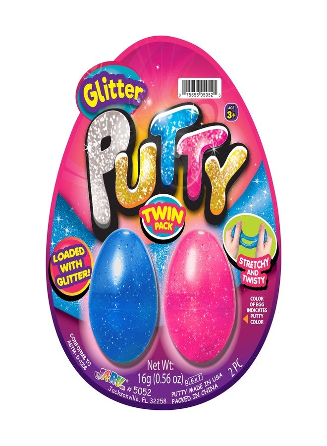 JA-RU Glitter, Neon Colored, & Glow in The Dark Slime Putty Egg (2 Pack, 2 Eggs Each) - Stretchy Sensory Putty for Kids, Stress Relief Toy, Mini Slime Party Favors. 5052-2s - Image 4